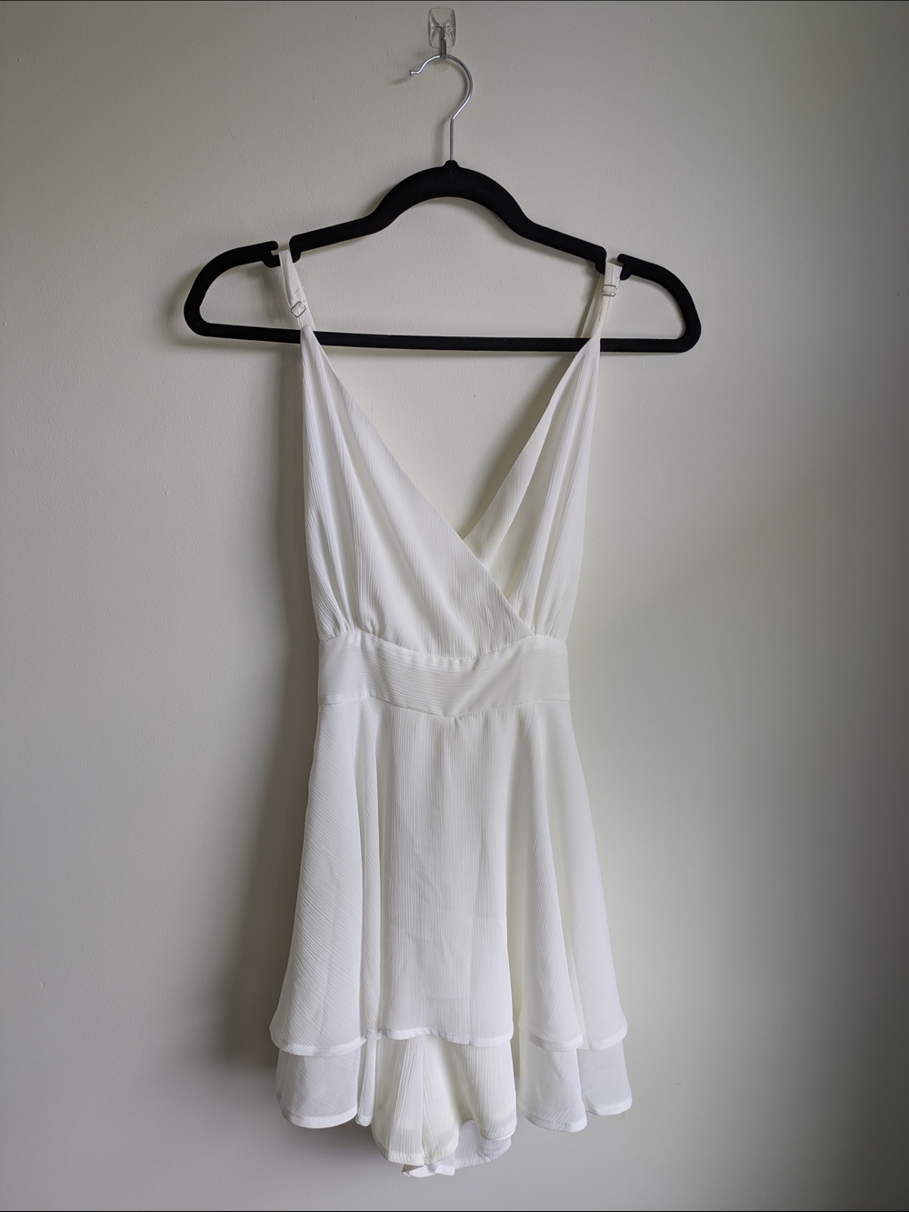 White V-Neck Chiffon Romper